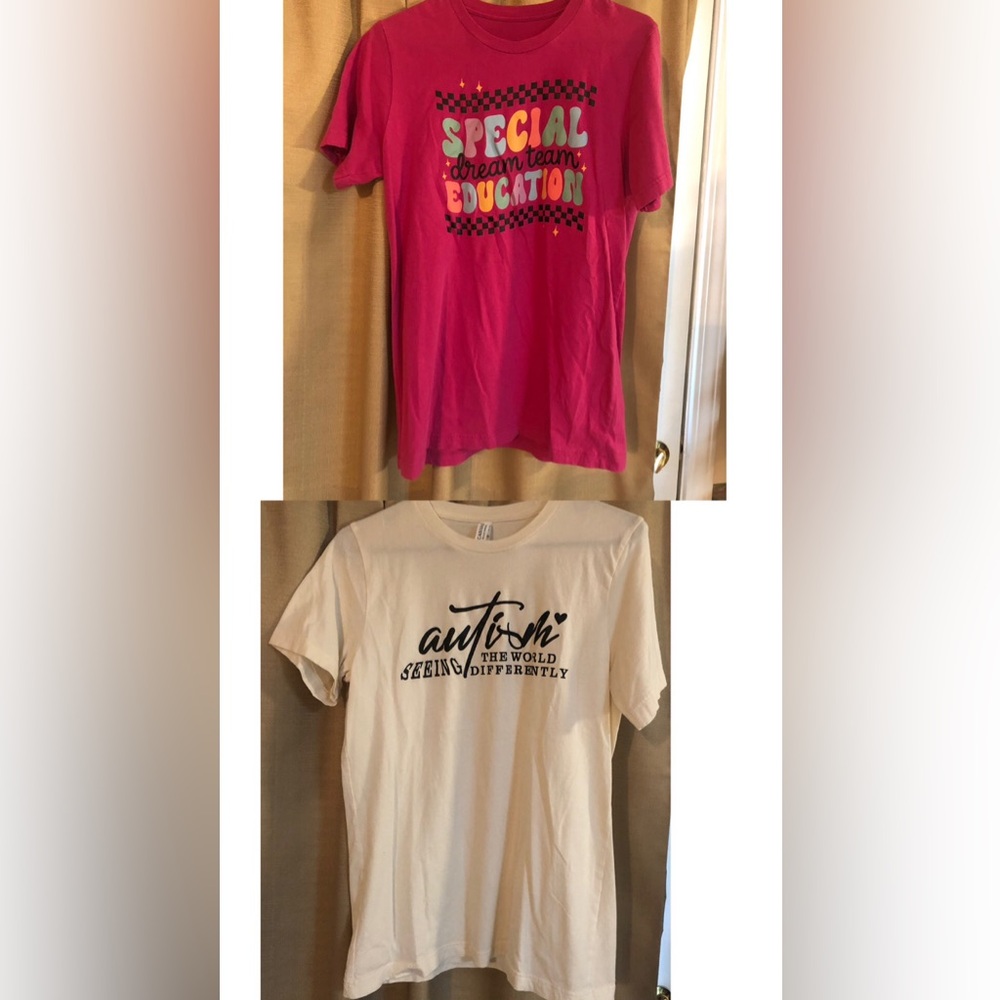Set of 2 Shirts- Special Education and Autism Awareness Theme (Hot Pink & White)